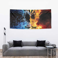 Personalised Polynesian Heart In Fire And Water Tapestry Romantic Elements