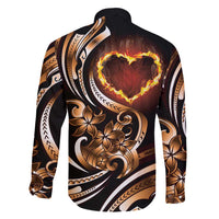 Personalised Polynesian Fiery Heart Family Matching Short Sleeve Bodycon Dress and Hawaiian Shirt Passionate Love