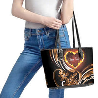Personalised Polynesian Fiery Heart Leather Tote Bag Passionate Love