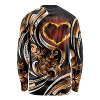 Personalised Polynesian Fiery Heart Long Sleeve Shirt Passionate Love