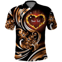 Personalised Polynesian Fiery Heart Polo Shirt Passionate Love
