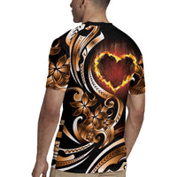 Personalised Polynesian Fiery Heart Rugby Jersey Passionate Love