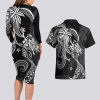 Polynesian Mermaid Plumeria Tribal Tattoo Couples Matching Long Sleeve Bodycon Dress and Hawaiian Shirt LT01 - Polynesian Pride