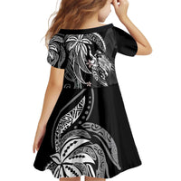 Polynesian Mermaid Plumeria Tribal Tattoo Kid Short Sleeve Dress