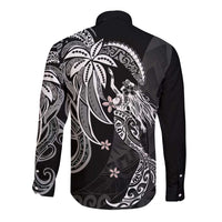 Polynesian Mermaid Plumeria Tribal Tattoo Long Sleeve Button Shirt LT01 - Polynesian Pride