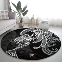 Polynesian Mermaid Plumeria Tribal Tattoo Round Carpet