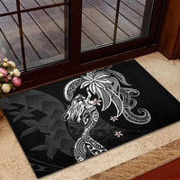 Polynesian Mermaid Plumeria Tribal Tattoo Rubber Doormat