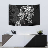 Polynesian Mermaid Plumeria Tribal Tattoo Tapestry