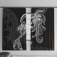 Polynesian Mermaid Plumeria Tribal Tattoo Window Curtain