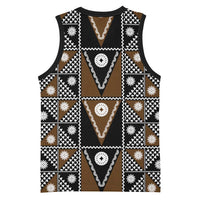 Fiji Brown Masi Pattern Basketball Jersey Fijian Tapa