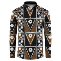 Fiji Brown Masi Pattern Button Sweatshirt Fijian Tapa