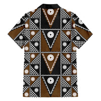 Fiji Brown Masi Pattern Family Matching Summer Maxi Dress and Hawaiian Shirt Fijian Tapa LT01 - Polynesian Pride