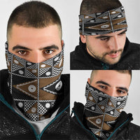 Fiji Brown Masi Pattern Neck Gaiter Fijian Tapa