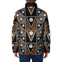 Fiji Brown Masi Pattern Padded Jacket Fijian Tapa
