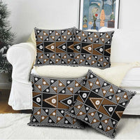 Fiji Brown Masi Pattern Pillow Cover Fijian Tapa