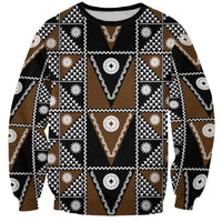 Fiji Brown Masi Pattern Sweatshirt Fijian Tapa