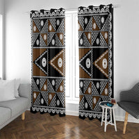 Fiji Brown Masi Pattern Window Curtain Fijian Tapa