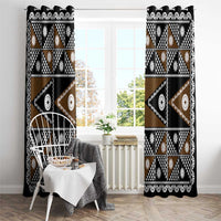 Fiji Brown Masi Pattern Window Curtain Fijian Tapa