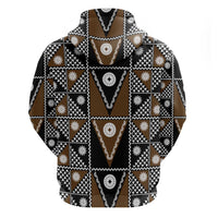 Fiji Brown Masi Pattern Zip Hoodie Fijian Tapa