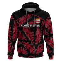 Fiji Rugby Hoodie Flying Fijians Red Palm Tree Version LT01 Pullover Hoodie Black - Polynesian Pride