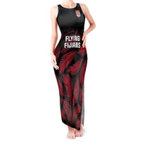 Fiji Rugby Tank Maxi Dress Flying Fijians Red Palm Tree Version LT01 Women Black - Polynesian Pride