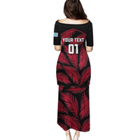 Custom Fiji Rugby Puletasi Flying Fijians Red Palm Tree Version LT01 - Polynesian Pride