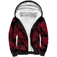 Custom Fiji Rugby Sherpa Hoodie Flying Fijians Red Palm Tree Version LT01 Unisex Black - Polynesian Pride