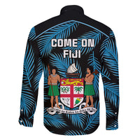 Fiji Rugby Family Matching Mermaid Dress and Hawaiian Shirt Flying Fijians Blue Palm Tree Version LT01 - Polynesian Pride