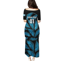 Custom Fiji Rugby Puletasi Flying Fijians Blue Palm Tree Version LT01 - Polynesian Pride