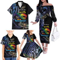 Personalised Polynesian Memorial Family Matching Off The Shoulder Long Sleeve Dress and Hawaiian Shirt As Long As I Breathe You'll Be Remembered LT01 - Polynesian Pride