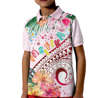 Pasifika Festival Kid Polo Shirt Tribal Pattern Tropical Style LT01 Kid Pink - Polynesian Pride