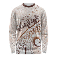 Pasifika Festival Long Sleeve Shirt Vintage Tribal Pattern LT01 Unisex Brown - Polynesian Pride