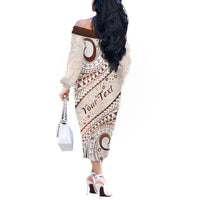 Pasifika Festival Off The Shoulder Long Sleeve Dress Vintage Tribal Pattern LT01 - Polynesian Pride
