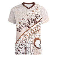 Pasifika Festival Women V Neck T Shirt Vintage Tribal Pattern LT01 Female Brown - Polynesian Pride