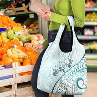 Pasifika Festival Grocery Bag Tribal Pattern Teal Version