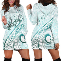 Pasifika Festival Hoodie Dress Tribal Pattern Teal Version LT01 - Polynesian Pride