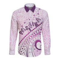 Pasifika Festival Long Sleeve Button Shirt Tribal Pattern Lilac Version LT01 Unisex Purple - Polynesian Pride