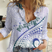 Pasifika Festival Women Casual Shirt Tribal Pattern Violet Version LT01 Female Purple - Polynesian Pride