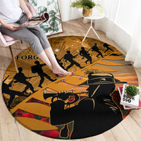 ANZAC Day 2024 Round Carpet Silver Fern With A Trumpet Soldier