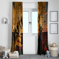 ANZAC Day 2024 Window Curtain Silver Fern With A Trumpet Soldier