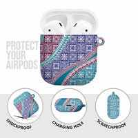 Hawaiian Quilt Pattern AirPods Case Purple Blue Color Mixed - Polynesian Pride
