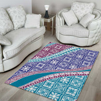 Hawaiian Quilt Pattern Area Rug Purple Blue Color Mixed - Polynesian Pride