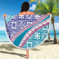 Hawaiian Quilt Pattern Beach Blanket Purple Blue Color Mixed - Polynesian Pride