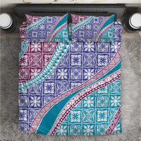Hawaiian Quilt Pattern Bedding Set Purple Blue Color Mixed - Polynesian Pride