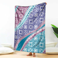 Hawaiian Quilt Pattern Blanket Purple Blue Color Mixed - Polynesian Pride