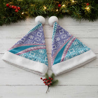 Hawaiian Quilt Pattern Christmas Santa Hat Purple Blue Color Mixed - Polynesian Pride