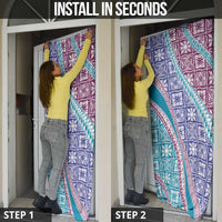 Hawaiian Quilt Pattern Door Cover Purple Blue Color Mixed - Polynesian Pride