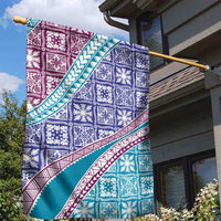 Hawaiian Quilt Pattern Garden Flag Purple Blue Color Mixed - Polynesian Pride