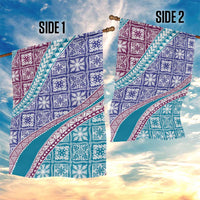 Hawaiian Quilt Pattern Garden Flag Purple Blue Color Mixed - Polynesian Pride