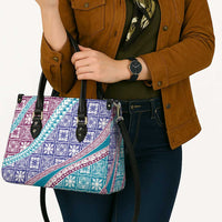 Hawaiian Quilt Pattern Leather Bag Purple Blue Color Mixed - Polynesian Pride